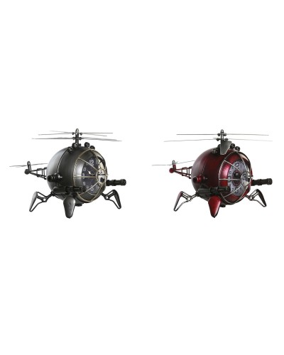Stalinis laikrodis DKD Home Decor Punainen Hopeinen Helikopteri (2 osaa)