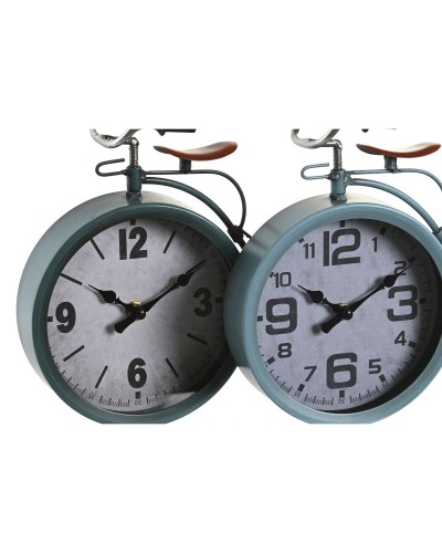 Horloge de table DKD Home Decor Bleu Vert Bicyclette Vintage (2 Unités)