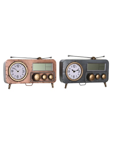 Orologio da Tavolo DKD Home Decor Grigio Rame Vintage (2 Unità)