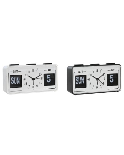 Orologio Sveglia DKD Home Decor Bianco Nero PVC 17 x 5 x 9 cm (2 Unità)