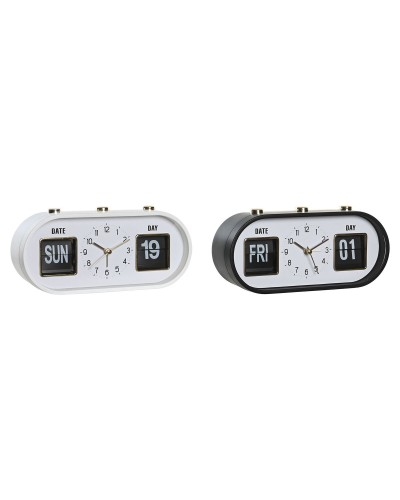 Orologio Sveglia DKD Home Decor Bianco Nero PVC 20 x 6 x 9,5 cm (2 Unità)