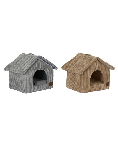 Haustierbettchen DKD Home Decor 40 x 33 x 38 cm 48 x 37 x 40 cm Grau Camel Aluminium 2 Stück