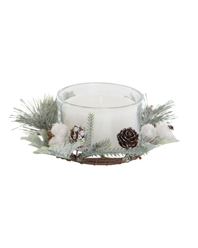 Kerze DKD Home Decor Weiß Weihnachten 15 x 15 x 5.5 cm 13 x 13 x 5,5 cm