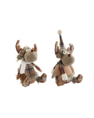 Weihnachtsschmuck DKD Home Decor Braun Rentier 13 x 12 x 25 cm (2 Stück)