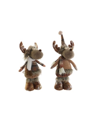 Kerstversiering DKD Home Decor Bruin Rendier 14 x 12 x 35 cm (2 Stuks)