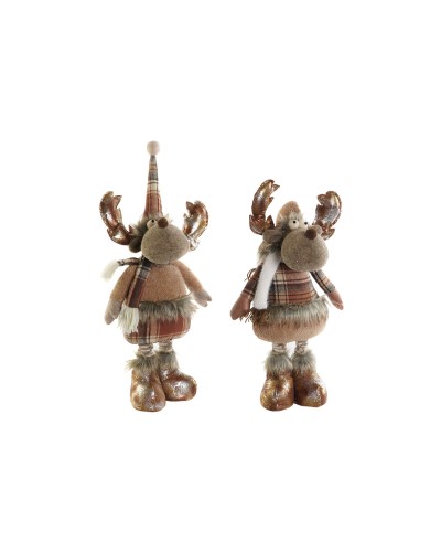 Christmas bauble DKD Home Decor Brown Reindeer 18 x 17 x 48 cm (2 Units)