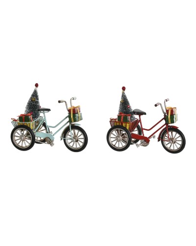 Décorations de Noël DKD Home Decor Rouge Bleu ciel 16 x 8 x 12,5 cm (2 Unités)