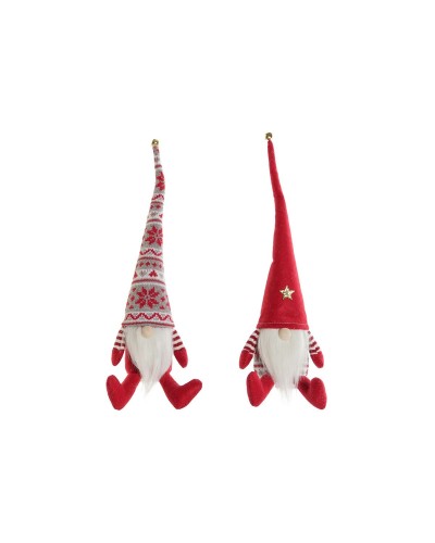 Décorations de Noël DKD Home Decor Blanc Rouge Gnome 10 x 10 x 40 cm (2 Unités)