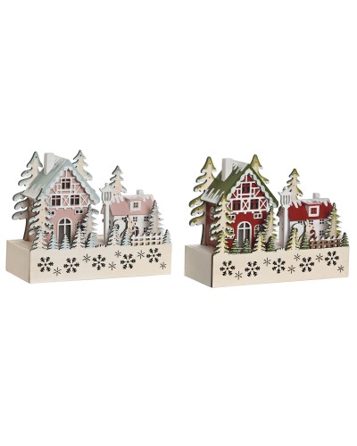 Joulukuusenpallo DKD Home Decor Punainen Pinkki 21 x 9,5 x 19 cm (2 osaa)