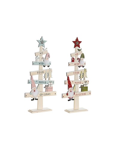 Albero di Natale DKD Home Decor Rosso Rosa Legno 17,5 x 5 x 38 cm (2 Unità)
