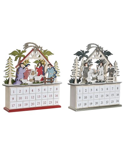 Adventtikalenteri DKD Home Decor Puu 34 x 8,5 x 36,5 cm (2 osaa)