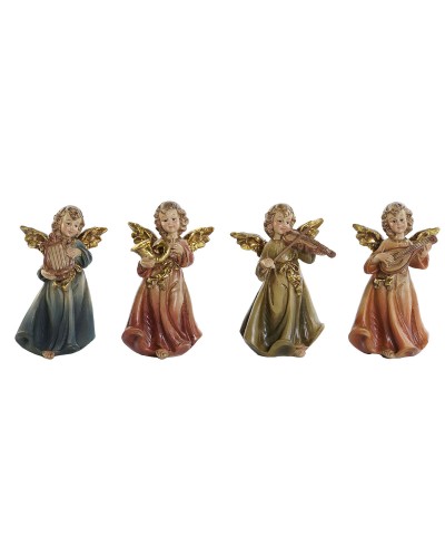 Weihnachtsschmuck DKD Home Decor Bunt Engel 6 x 3,9 x 9,8 cm (4 Stück)