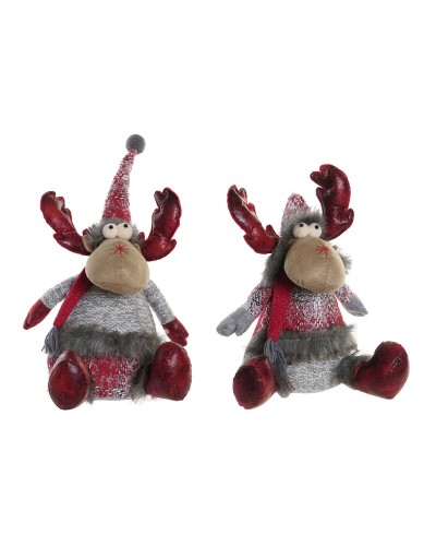 Kerstversiering DKD Home Decor Rood Grijs Rendier 27 x 19 x 32 cm (2 Stuks)