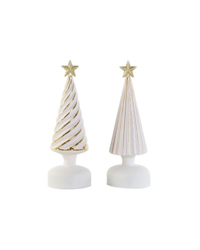 Christmas bauble DKD Home Decor White Golden 9 x 9 x 25 cm (2 Units)