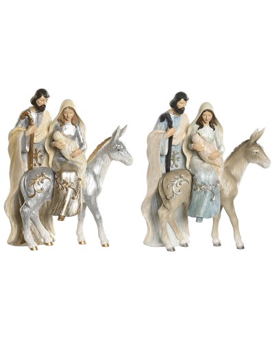 Julkrubba-set DKD Home Decor Blå Vit Brun Silvrig Harts 23,5 x 16 x 32 cm (2 antal)