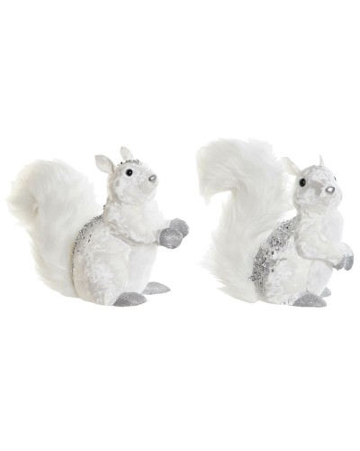 Julgranskula DKD Home Decor Vit Ekorre 22 x 11 x 22 cm (2 antal)