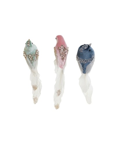 Décorations de Noël DKD Home Decor Multicouleur Oiseau 25 x 7 x 6 cm (3 Unités)