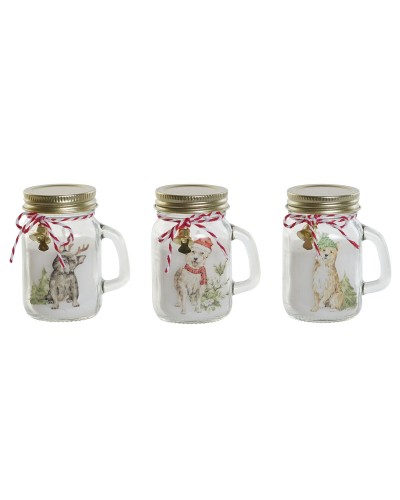 Vela DKD Home Decor Blanco Dorado Navidad 8 x 5 x 9 cm (3 Unidades)