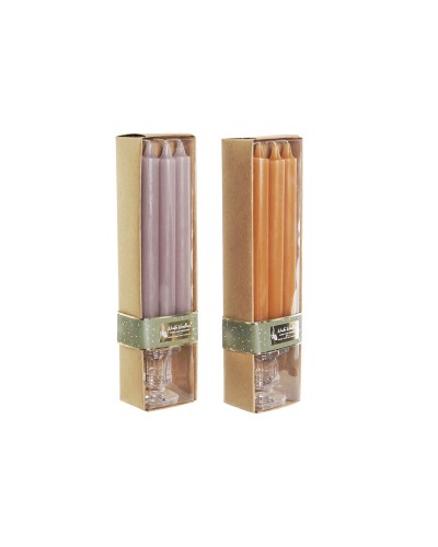Set de Velas DKD Home Decor Gris Naranja 2 x 2 x 20 cm 4 Piezas (2 Unidades)