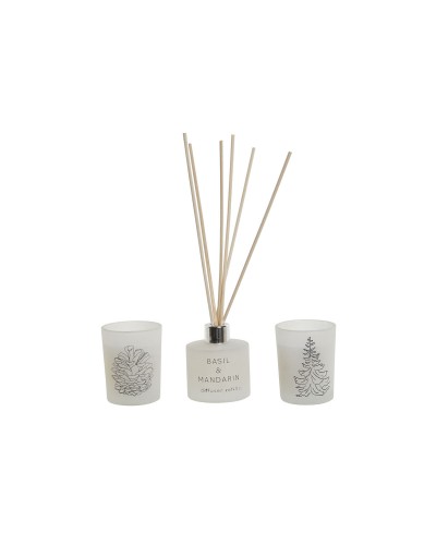 Set med levande ljus DKD Home Decor Vit Jul 5 x 5 x 6 cm