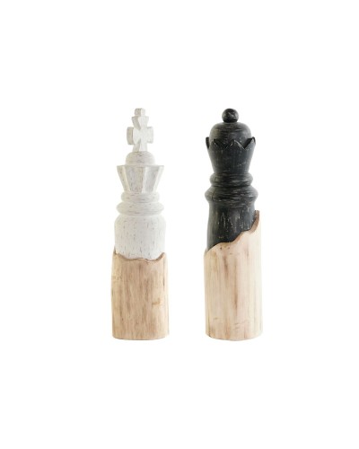 Figurine Décorative DKD Home Decor Blanc Marron Noir Pièces du jeu d'échec Loft 12 x 12 x 48 cm (2 Unités)