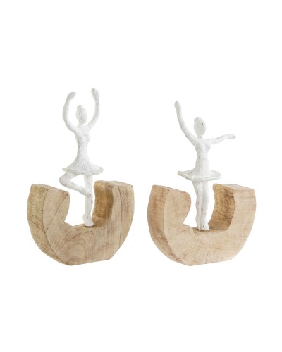 Figurine Décorative DKD Home Decor Blanc Marron Danseuse Classique 17 x 6 x 24 cm (2 Unités)