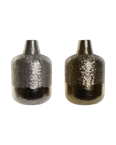 Vaso DKD Home Decor Dorato Argentato Alluminio Moderno 22 x 22 x 33 cm (2 Unità)