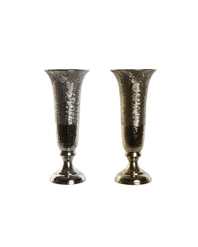 Vaso DKD Home Decor Dorato Argentato Alluminio 13 x 13 x 33 cm (2 Unità)