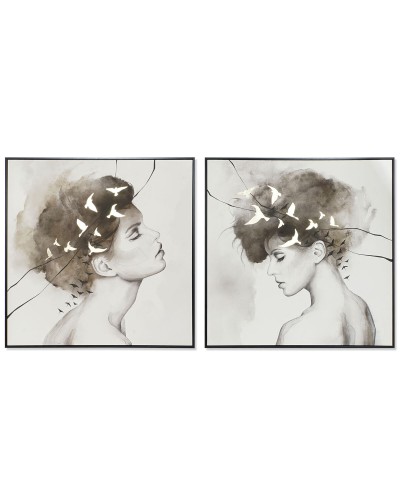 Quadro DKD Home Decor Donna 100 x 4 x 100 cm (2 Unità)