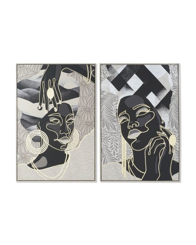 Schilderij DKD Home Decor Afrikaanse Tropisch 84 x 4,5 x 123 cm (2 Stuks)