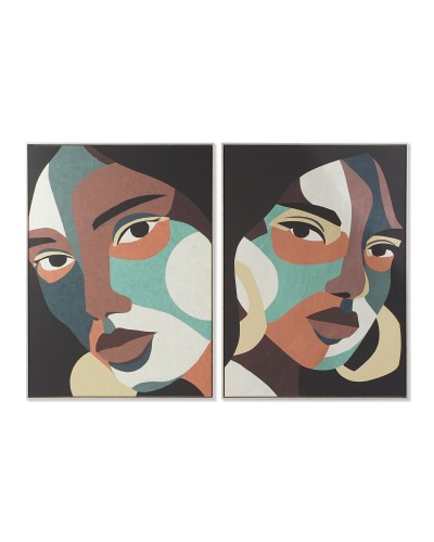 Schilderij DKD Home Decor 104 x 4,5 x 143,5 cm Vrouw Koloniaal (2 Stuks)