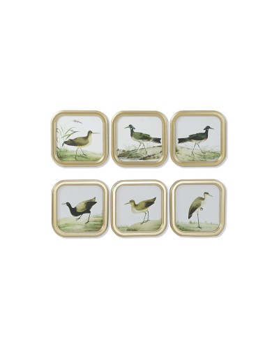 Maalaus DKD Home Decor Linnut Cottage 30 x 2 x 30 cm (6 osaa)