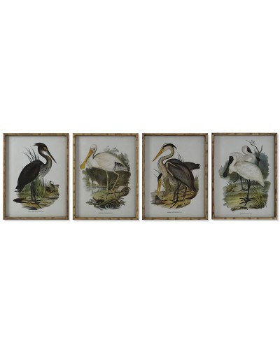 Cuadro DKD Home Decor Pájaros Oriental 45 x 3 x 60 cm (4 Unidades)