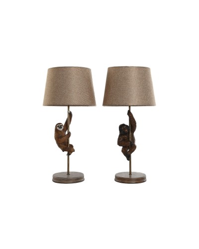 Lámpara de mesa Home ESPRIT Marrón Metal Resina 50 W 220 V 26 x 26 x 53,5 cm (2 Unidades)