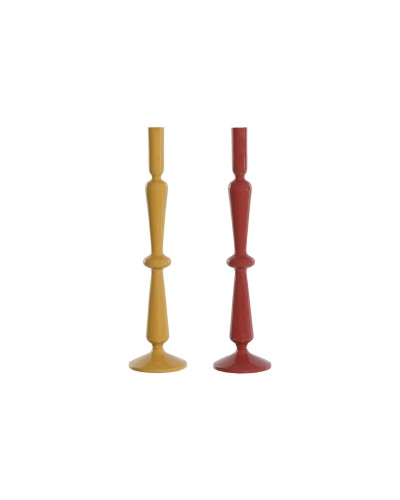 Candelabro Home ESPRIT Senape Terracotta Alluminio 10 x 10 x 41 cm (2 Unità)