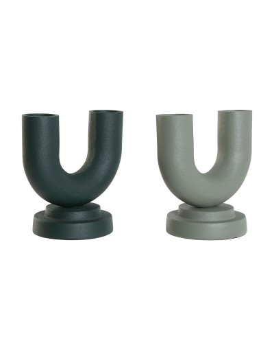 Vaas Home ESPRIT Groen Aluminium 18 x 13 x 19 cm (2 Stuks)