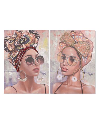 Quadro Home ESPRIT Coloniale Africana 70 x 3 x 100 cm (2 Unità)