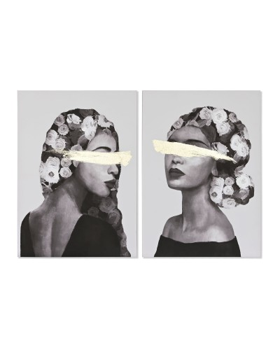 Maalaus Home ESPRIT Nainen Kullattu Moderni 70 x 3,7 x 100 cm (2 osaa)