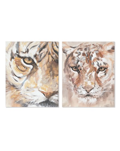 Quadro Home ESPRIT Coloniale Tigre 80 x 3,7 x 100 cm (2 Unità)