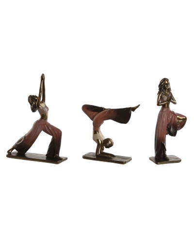 Statua Decorativa Home ESPRIT Rosa Dorato Yoga Scandi 19 x 6 x 26 cm (3 Unità)