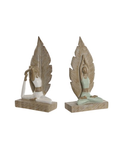 Decorative Figure Home ESPRIT White Green Scandi 15,5 x 7,5 x 26,5 cm (2 Units)