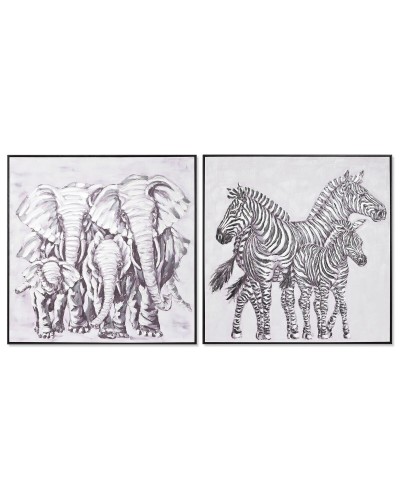 Schilderij Home ESPRIT Koloniaal 100 x 3,5 x 100 cm (2 Stuks)