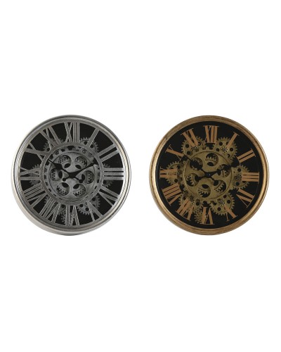 Orologio da Parete Home ESPRIT Nero Dorato Argentato Metallo Cristallo 25 x 6,3 x 25 cm (2 Unità)