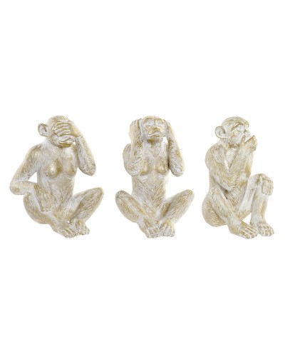 Figurine Décorative Home ESPRIT Doré Singe Tropical 21 x 17 x 25 cm (3 Unités)