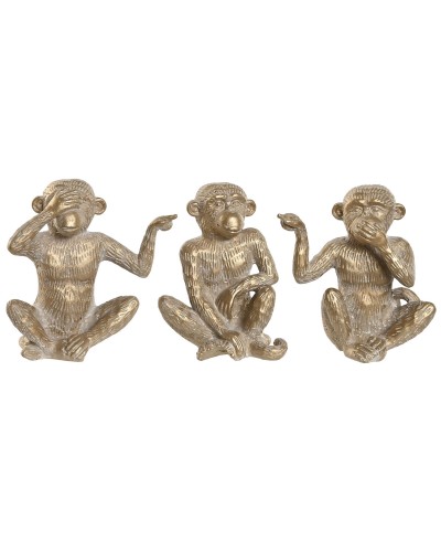 Decorative Figure Home ESPRIT Golden Monkey Tropical 14 x 10 x 14 cm (3 Units)
