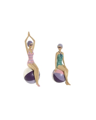 Deko-Figur Home ESPRIT türkis Lila Mediterraner 12,5 x 9 x 26,5 cm (2 Stück)