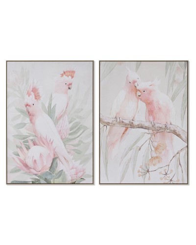 Painting Home ESPRIT Parrot Tropical 100 x 4 x 140 cm (2 Units)