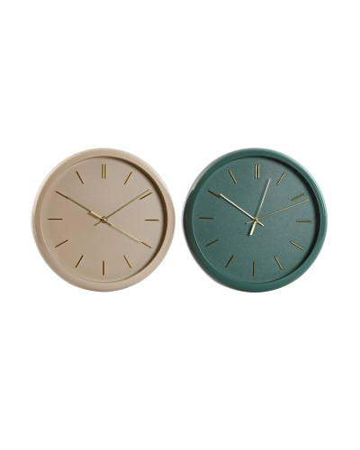 Horloge Murale Home ESPRIT Vert Rose PVC Moderne 30 x 4 x 30 cm (2 Unités)
