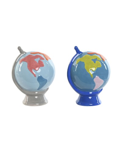 Money box Home ESPRIT Dolomite Globe 14,5 x 13,5 x 19 cm (2 Units)