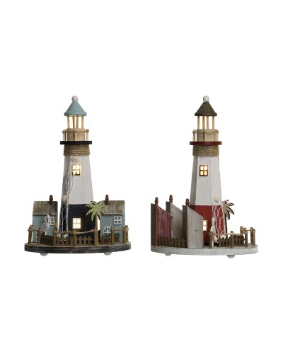 Verlichte decoratie Home ESPRIT Hout Aluminium Koplamp 20 x 20 x 30,5 cm (2 Stuks)